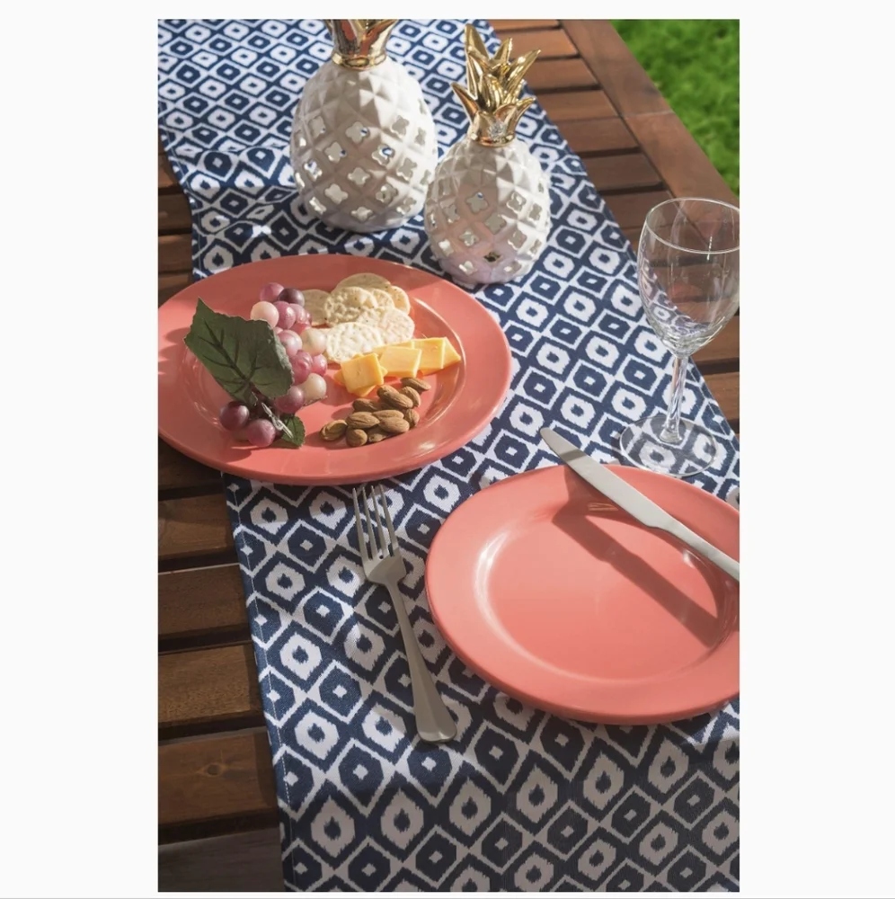 Pier 1 Imports Coastal Blue Ikat Outdoor Table Runner 14 x 108 BNWT NO UMBRELLA
